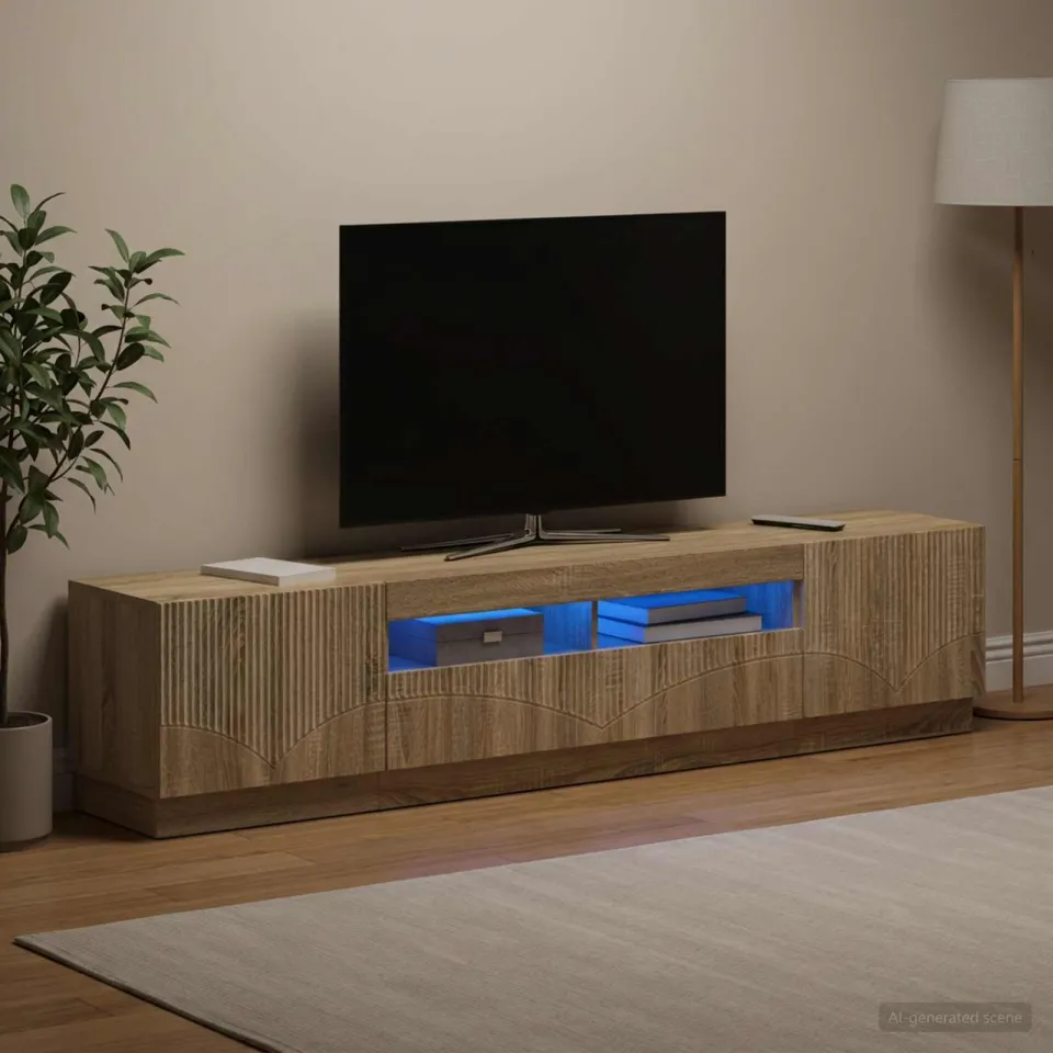vidaXL LED tv-meubel HOORN 3 st Sonoma Eiken Bewerkt hout, foto 3