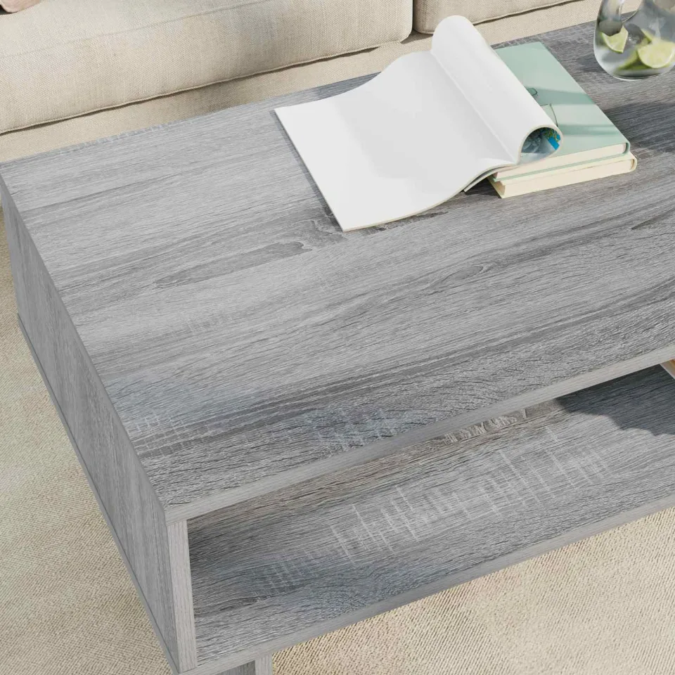 vidaXL Salontafel Grijs Sonoma 100 x 46 x 35 cm Bewerkt hout, foto 4
