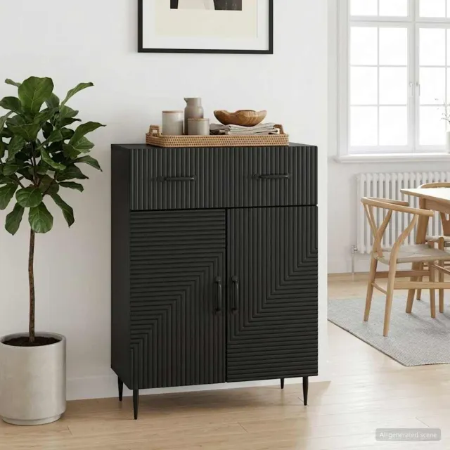 vidaXL Dressoir Zwart 66 x 34,5 x 89,5 cm Bewerkt hout