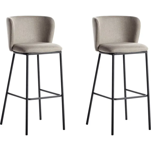 Beliani MINA - Barkruk set van 2 - Taupe - Polyester Beige