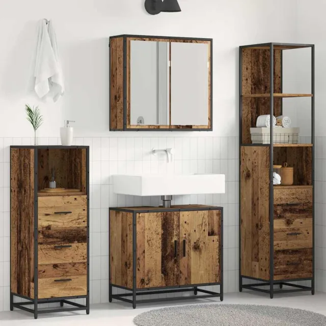 vidaXL Badkamermeubelset 4 st Oud Hout Bewerkt hout bruin, foto 2