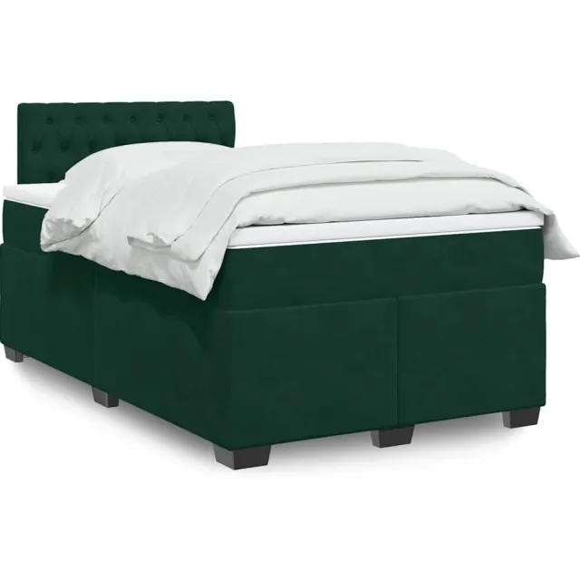 vidaXL Boxspring met matras fluweel donkergroen 120x190 cm groen