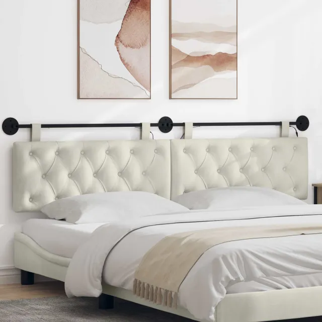 vidaXL Hangend hoofdbord Crèmekleurig Fluweel