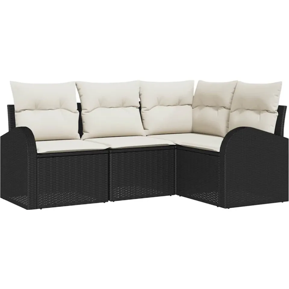 vidaXL Tuinbankenset 4 st Zwart en Wit poly rattan