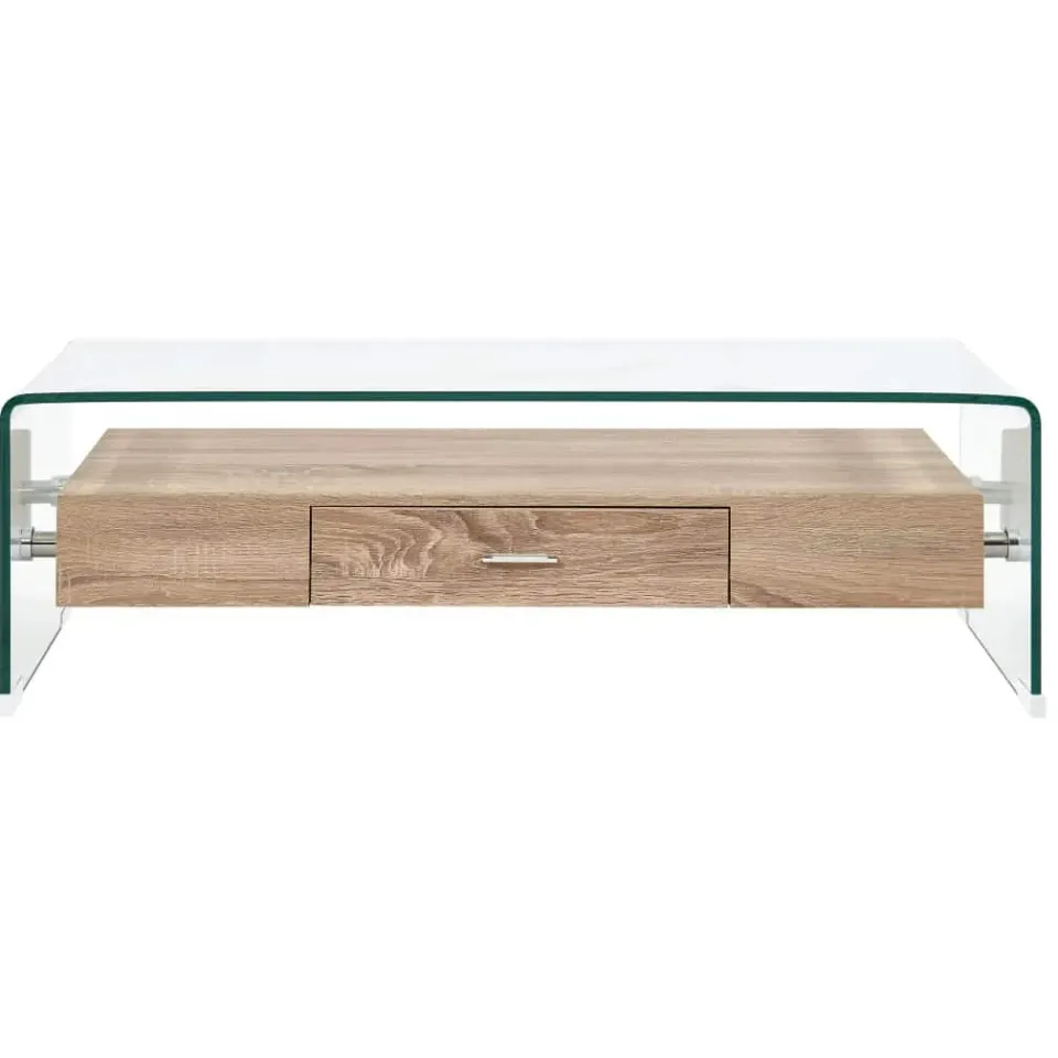 vidaXL Salontafel 98x45x31 cm gehard glas transparant transparent, foto 3