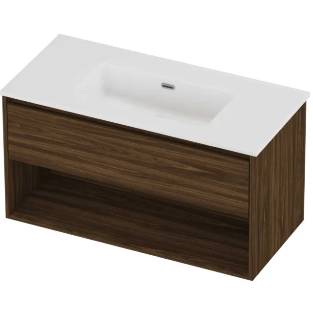 Proline Tribute Badmeubelset Porselein Elegant Schap 100x46x54 cm Glans Wit Cabana Oak Eiken