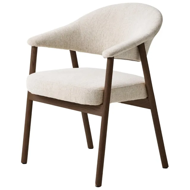 Nest of Nora Set van 2 - Nest of Nora Eetkamerstoelen Niva met armleuningen - Smoked eikenhouten poten - Beige