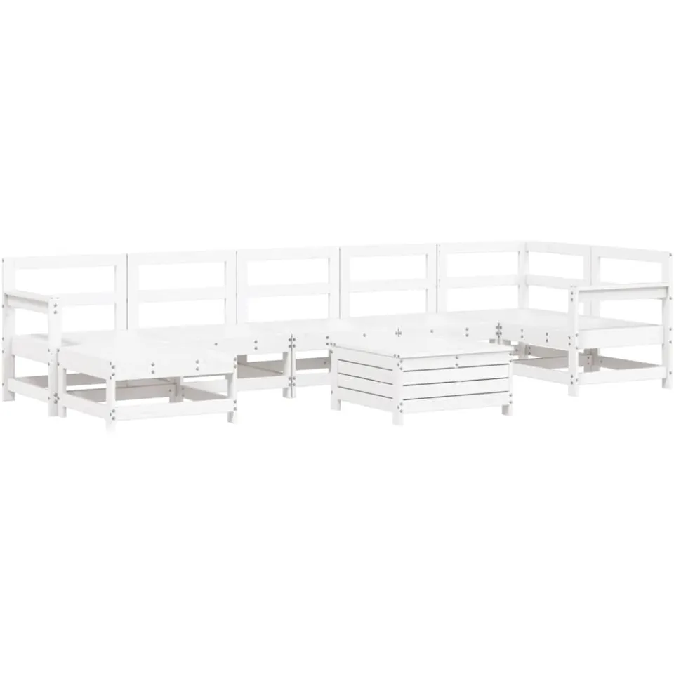 vidaXL 8-delige Loungeset massief grenenhout wit, foto 3