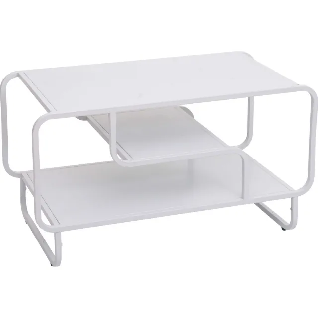 Salontafel MCW-O49, salontafel, industrieel, 3 legplanken, metaal, 45x80x40 cm ~ wit