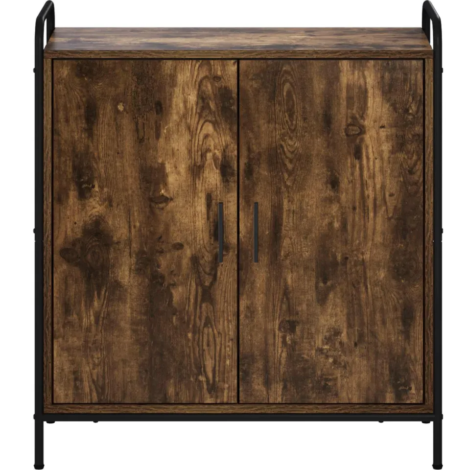 vidaXL Dressoir Gerookt eiken 97 x 33 x 81 cm Bewerkt hout, foto 4