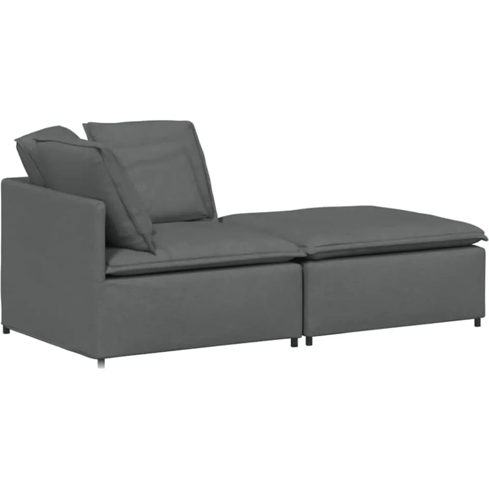 vidaXL Modulaire bank met voetenbank en kussens stof donkergrijs grijs, foto 3