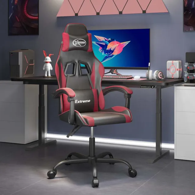 vidaXL Gamestoel kunstleer zwart en wijnrood, foto 2