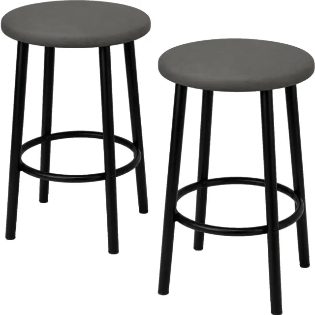 BEGRYF Tabouret set van 2 - grijs - rond - zwart metalen frame