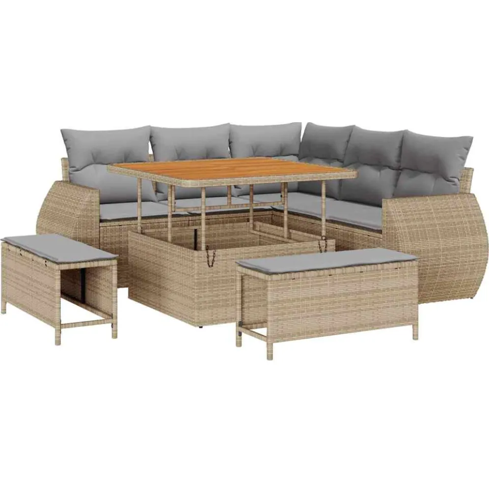 vidaXL Tuinbankenset 8 st Beige poly rattan
