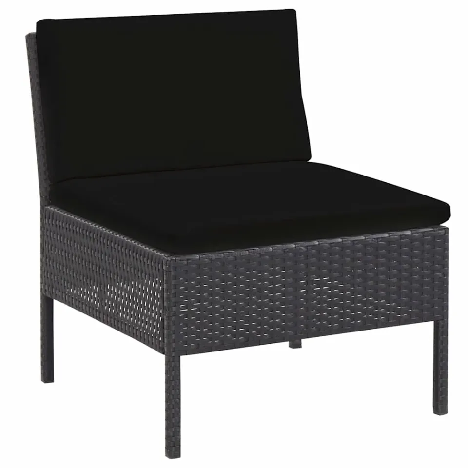 vidaXL 5-delige Loungeset met kussens poly rattan zwart, foto 3