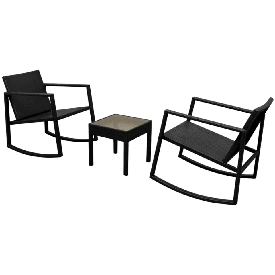 vidaXL 3-delige Bistroset poly rattan zwart, foto 2
