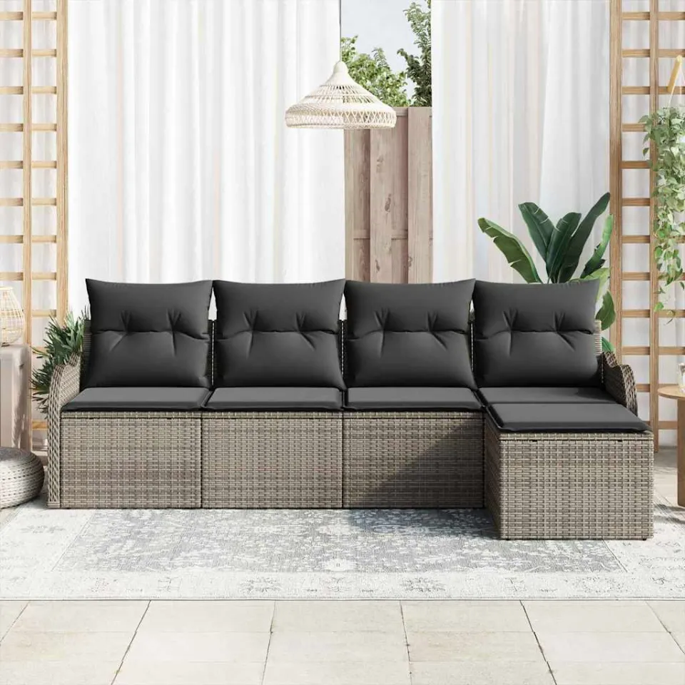 vidaXL Tuin Sofa Set 5 st Grijs poly rattan, foto 3