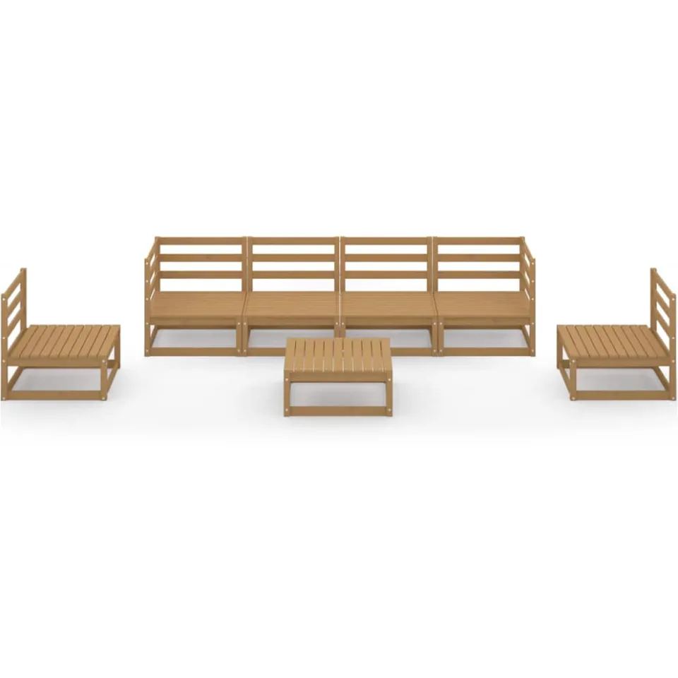 vidaXL 7-delige Loungeset massief grenenhout honingbruin