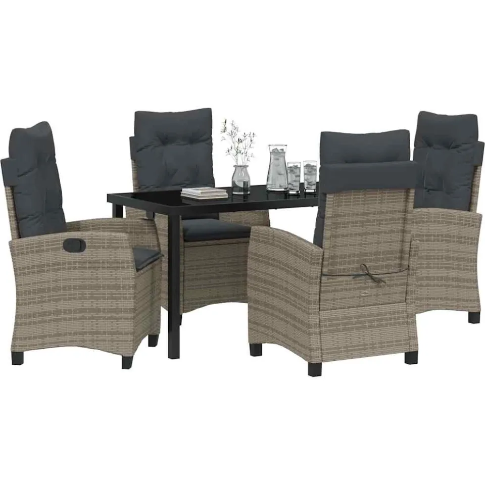 vidaXL Tuin eettafelset 5 st Grijs poly rattan