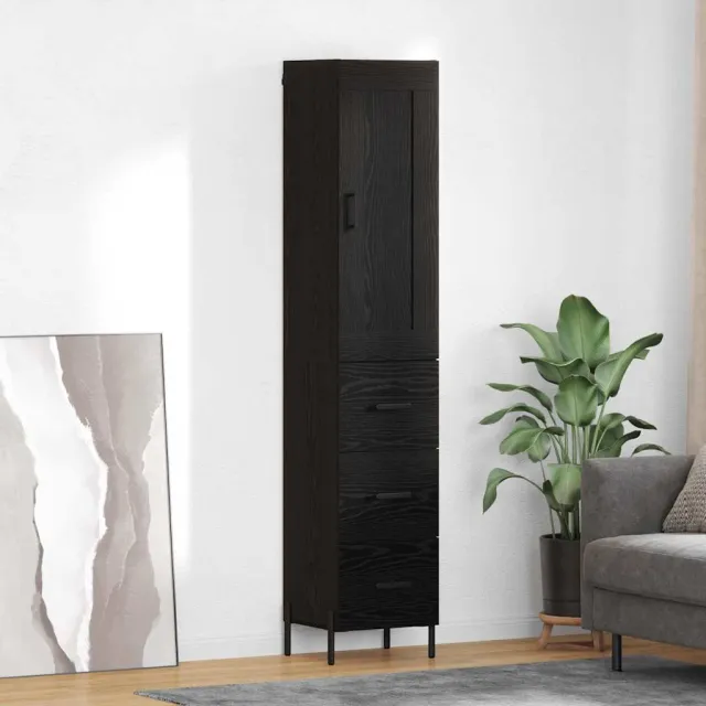 vidaXL Highboard Zwart Eiken 34,5 x 34 x 180 cm Bewerkt hout, foto 2
