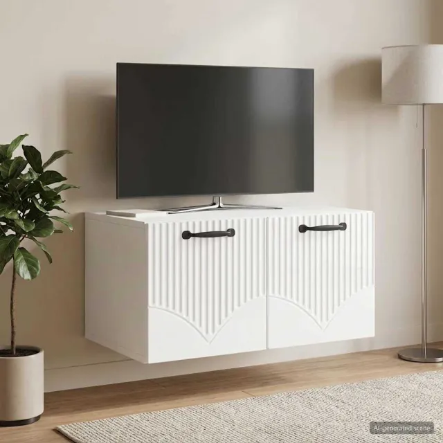vidaXL Wandbeugel TV-kast Hoogglans Wit 59,5 x 41 x 30 cm Bewerkt hout, foto 2