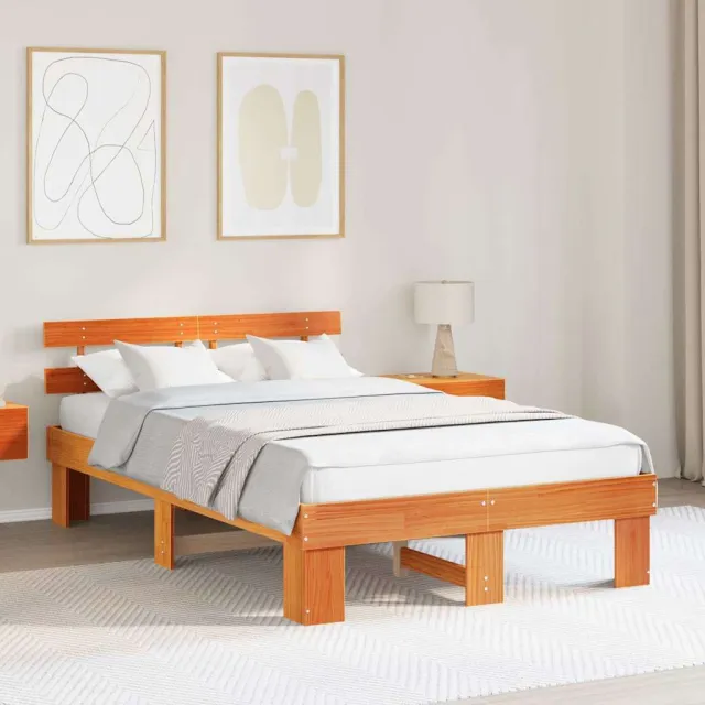 vidaXL Bedframe Wasbruin 120 x 190 cm Massief grenenhout