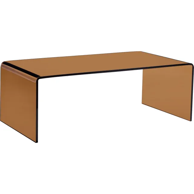 SONNENH Glazen salontafel - Transparant bruin gehard glas - Gebogen U-vorm - 100 x 50 x 35 cm Transparant bruin glas