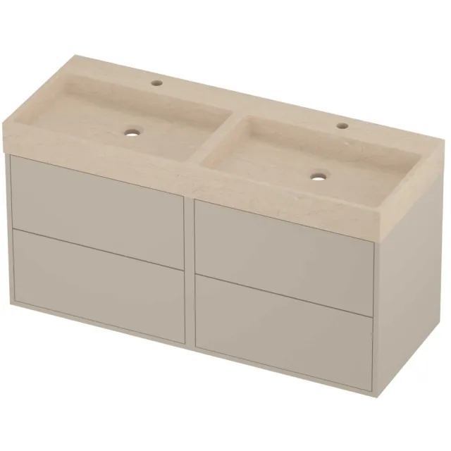 Proline Evoli Badmeubelset Hardsteen Loft 2 Kraangaten 120x46x62 cm Sand Stone Soft Linen Beige