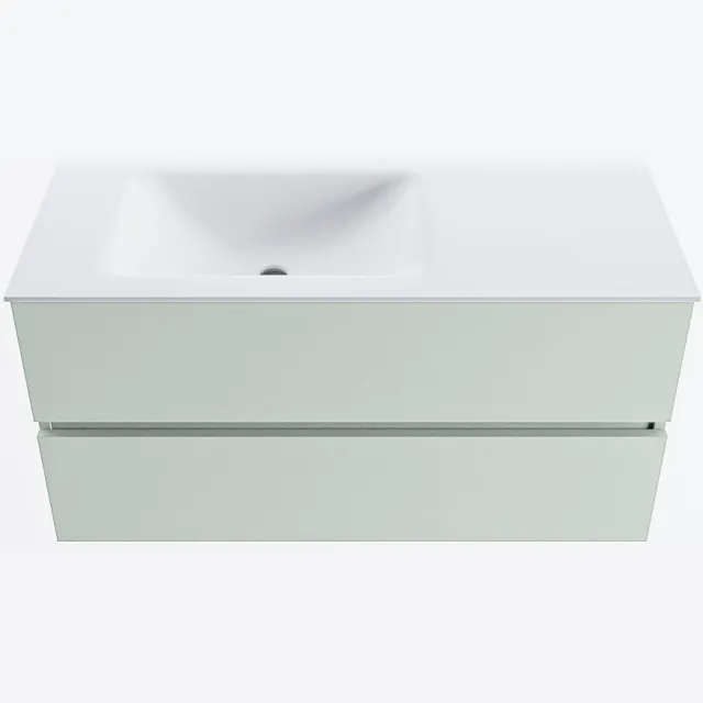 Mondiaz VICA 100cm badmeubel onderkast Greey 2 lades. Wastafel CLOUD links 1 kraangat, kleur Talc.