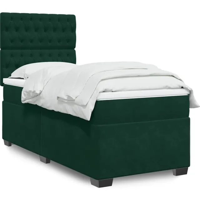 vidaXL Boxspring met matras fluweel donkergroen 80x200 cm groen