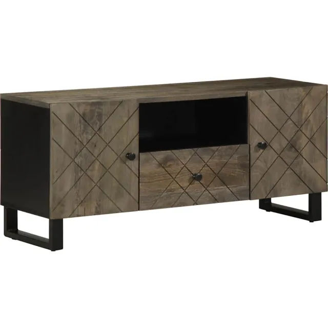 vidaXL Tv-meubel 105x33x46 cm massief mangohout zwart
