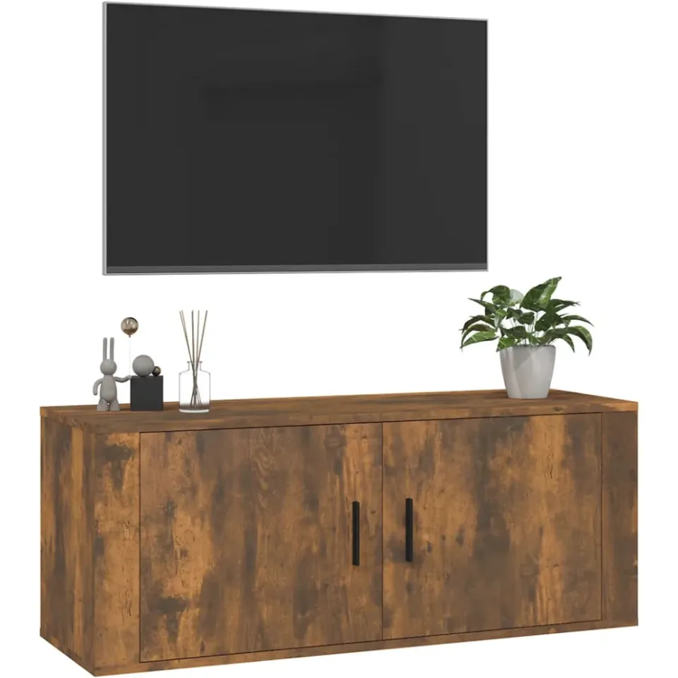 vidaXL Tv-wandmeubel 100x34,5x40 cm gerookt eikenkleurig Bruin