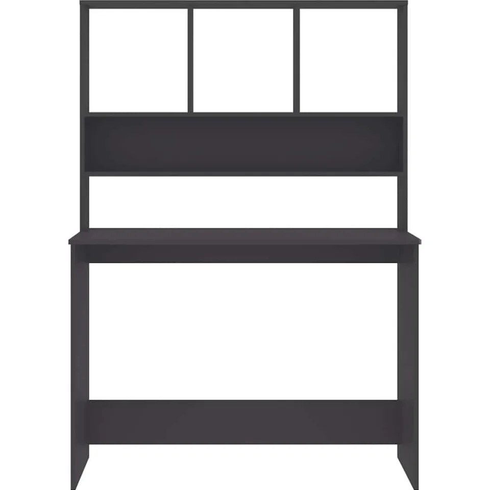 vidaXL Bureau met schappen 110x45x157 cm bewerkt hout grijs