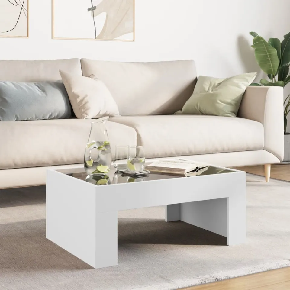 vidaXL Salontafel met Infinity LED 70x50x30 cm wit, foto 3