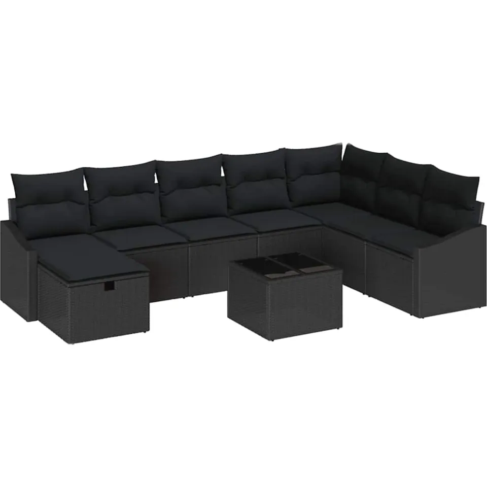 vidaXL Tuin Sofa Set 9 st poly rattan Zwart