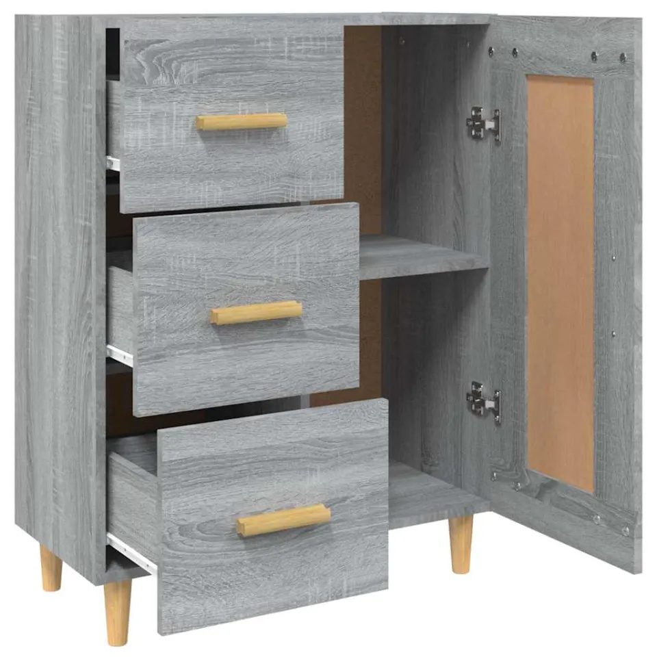vidaXL Dressoir 69,5x34x90 cm bewerkt hout grijs sonoma eikenkleurig, foto 4