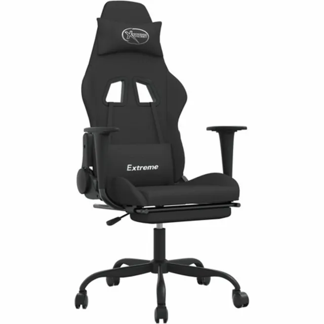 vidaXL Gamestoel - met - voetensteun - stof - zwart