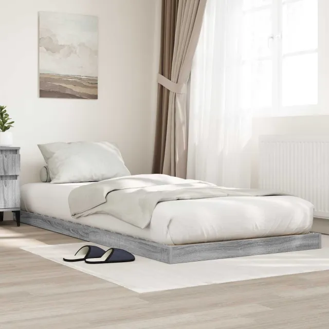 vidaXL Vloer bedframe Grijs Sonoma 90 x 190 cm Bewerkt hout