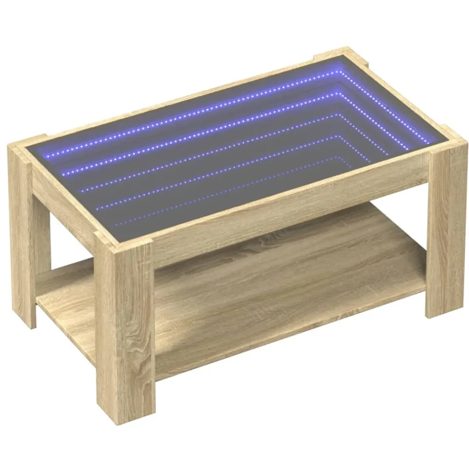 vidaXL Salontafel met LED 93x53x45 cm bewerkt hout sonoma eikenkleurig Bruin