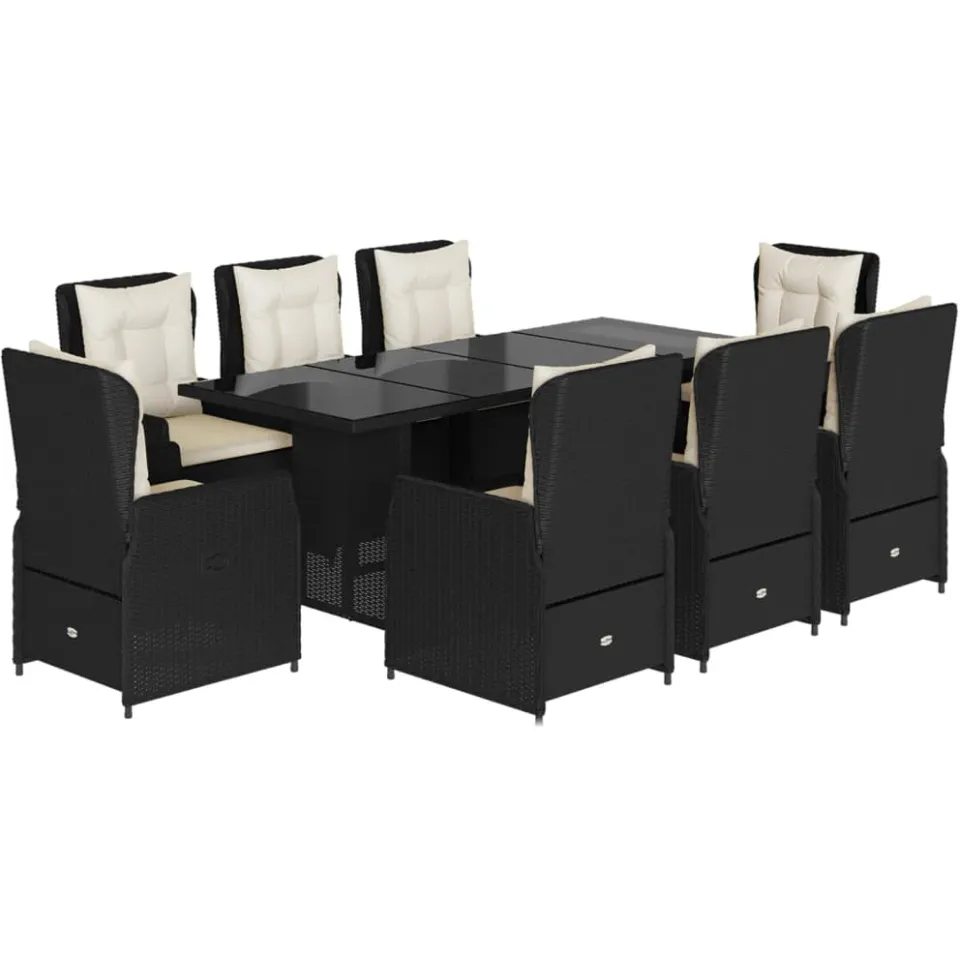 vidaXL 9-delige Tuinset poly rattan zwart, foto 3