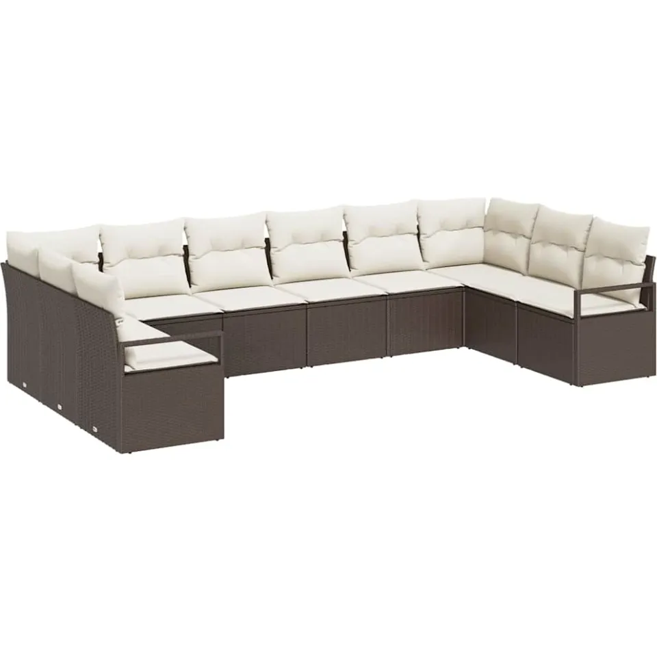 vidaXL Bankstel 10 st Bruin poly rattan