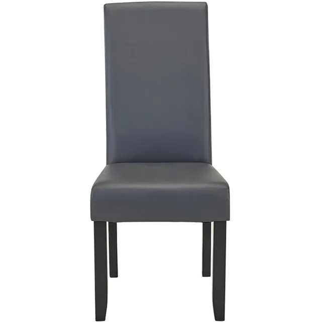 Vente-unique Set van 2 stoelen ROVIGO - Kunstleer - mat grijs - zwarte houten poten