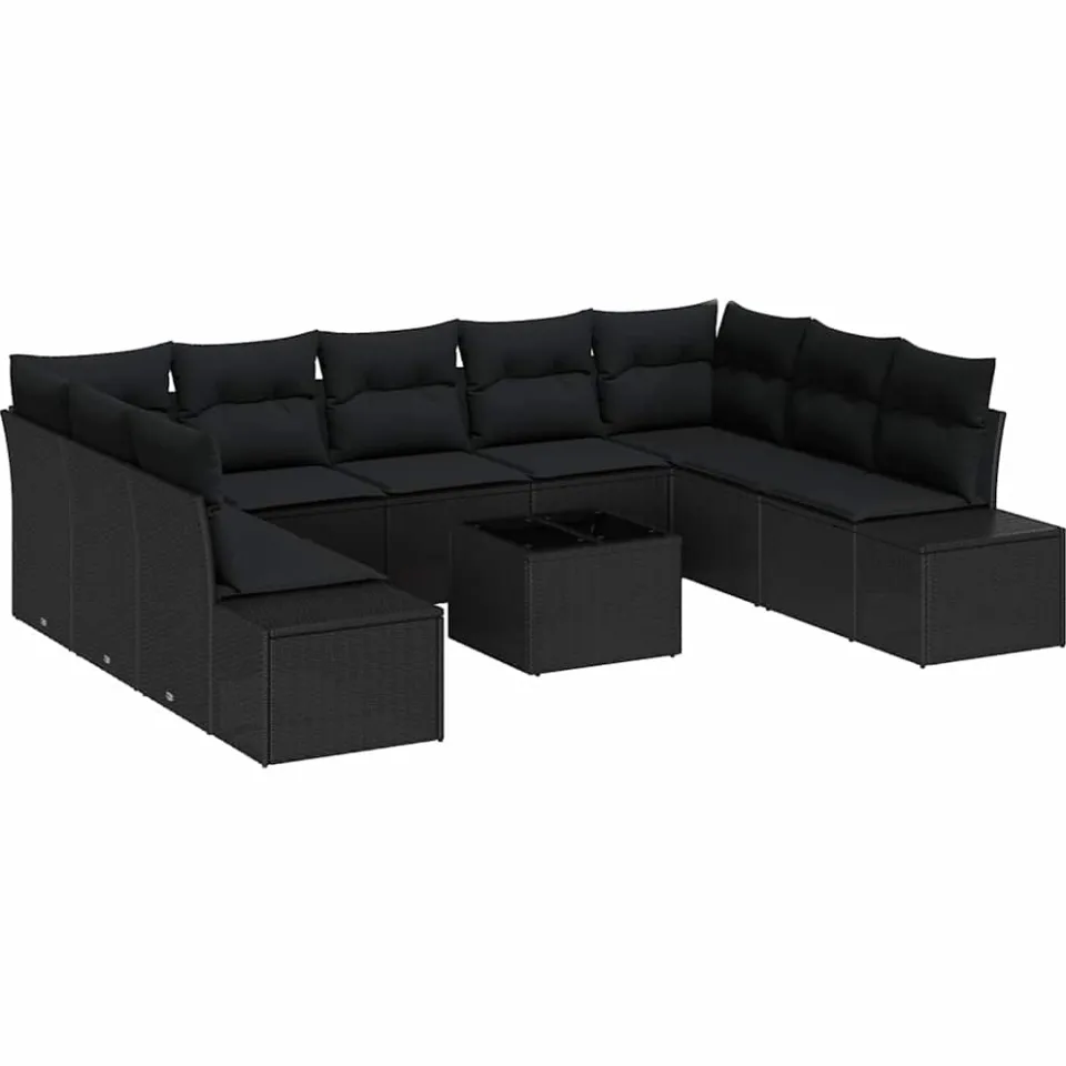 vidaXL Tuin Sofa Set 10 st Zwart poly rattan