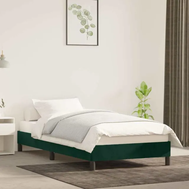 vidaXL Bedframe zonder matras 90x190 cm fluweel donkergroen