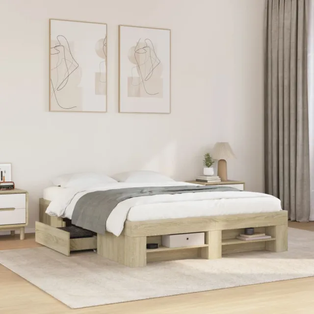 vidaXL Bedframe zonder matras hout sonoma eikenkleurig 120x200 cm Bruin