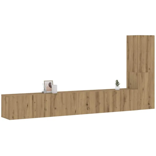 vidaXL Tv-wandkasten 3 st bewerkt hout artisanaal eikenkleurig Bruin