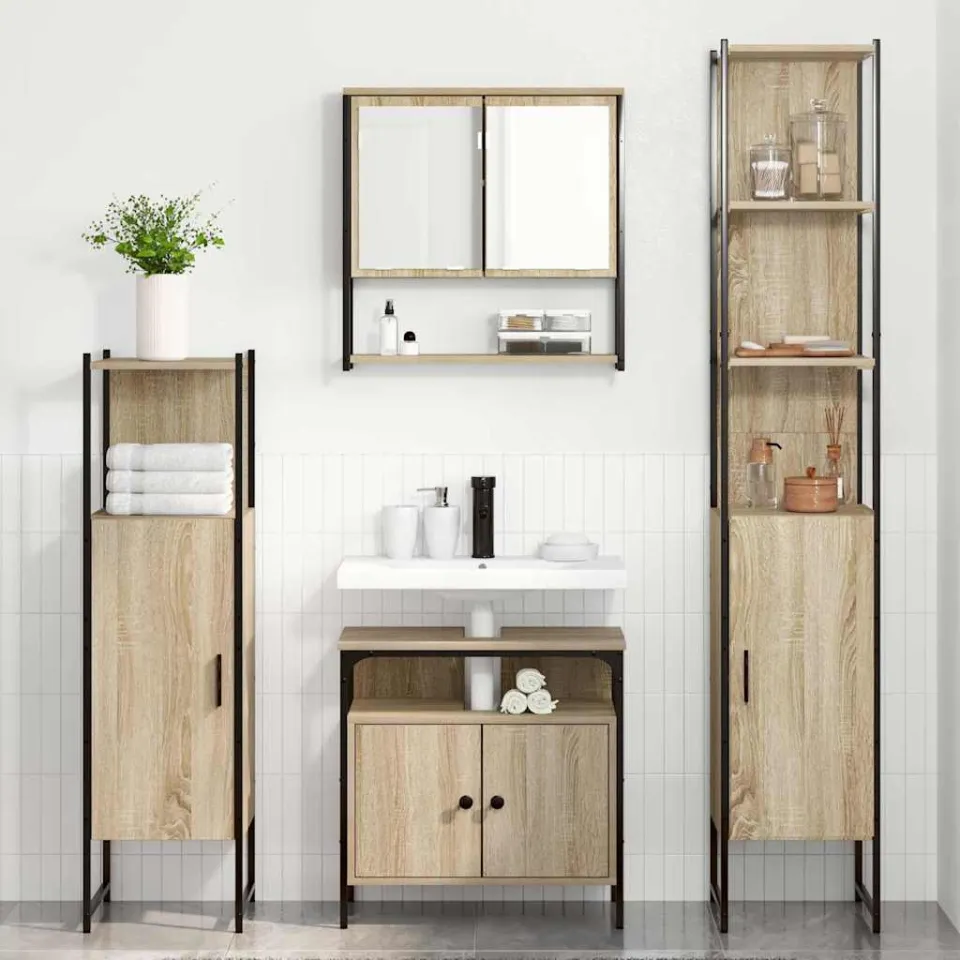 vidaXL Badkamermeubelset 4 st Sonoma Eiken 33 x 33 x 185,5 cm, foto 3
