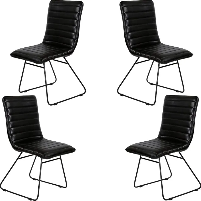 Casa Moro Zwarte leren eetkamerstoelen van echt leer – stijlvolle stoelen voor eetkamer, kantoor & wachtruimte Esszimmerstuhl Leder Schwarz