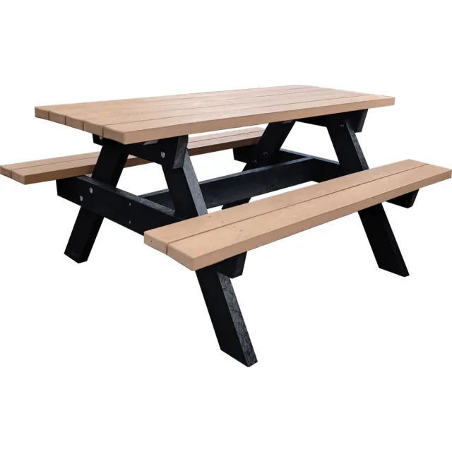 Rekupro Picknicktafel Ibiza Kunststof 180 cm – 6 Personen – Gerecycled Kunststof – Beige – Onderhoudsvrij & Weerbestendig