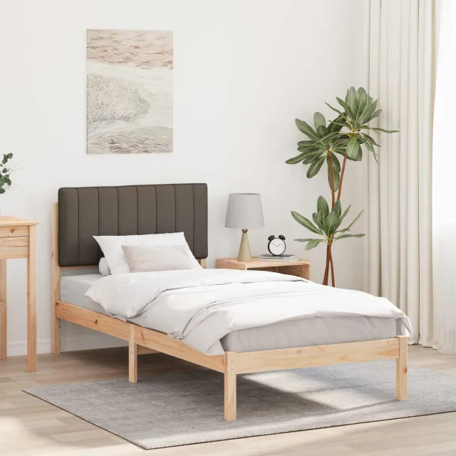 vidaXL Bedframe met Gevoerd Hoofdgedeelte Naturel en taupe 90 x 200 cm Bruin
